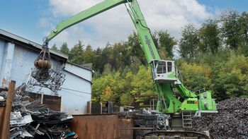 Schrott-Recycler Klichta mit neuem energieautarken Platzkonzept und SENNEBOGEN 835 E Elektrobagger