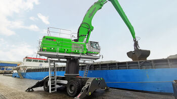 Efficient port material handler in northern Germany Viela Export GmbH has a new SENNEBOGEN 855 E Hybrid