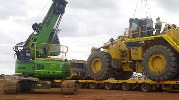 Crawler telescopic crane in open-pit mining: SENNEBOGEN 608 Multicrane at Bis industries in Australia