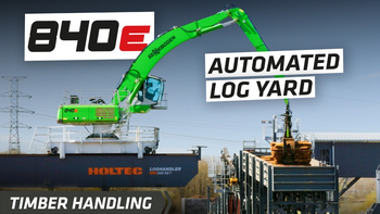 Automated Log Yard | SENNEBOGEN 840 E and HOLTEC