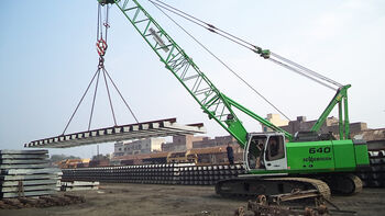 A SENNEBOGEN 640 HD duty cycle crawler crane for Pakistan Railways