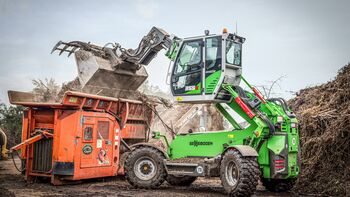 Telehandler teleloader SENNEBOGEN 355 E composting plant compost green waste recycling shredder