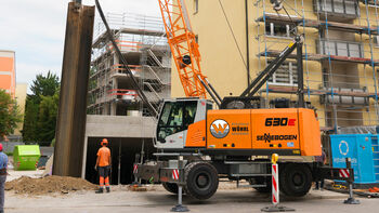 SENNEBOGEN Duty Cycle Crane 630 HD Mobil convinces on construction site for social housing in Munich
